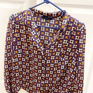 Eclat Women's Geometric Print Blouse - Purple and Orange